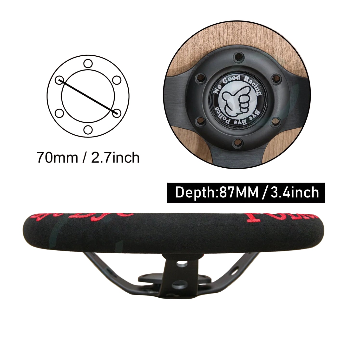 NO GOOD RACING 'Bye Bye Police' Custom Steering Wheel JDM Japanese Tuner Style specs