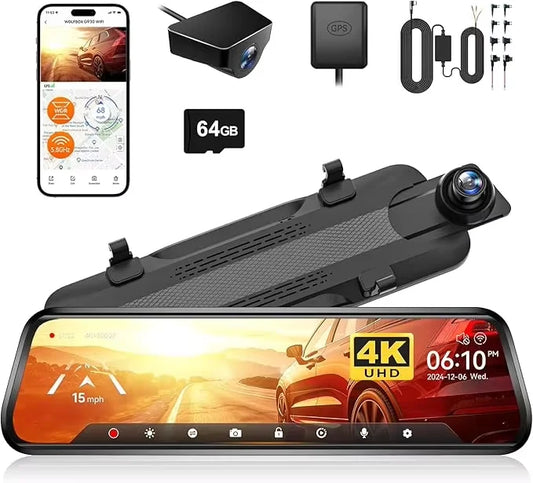 WOLFBOX G930 Rear View Mirror Camera and Dash Cam 4K