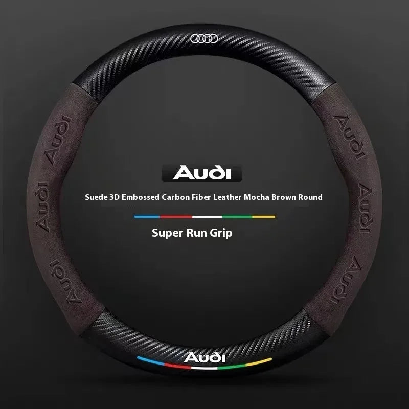 Audi Carbon Fibre Leather Steering Wheel Cover - size comparison