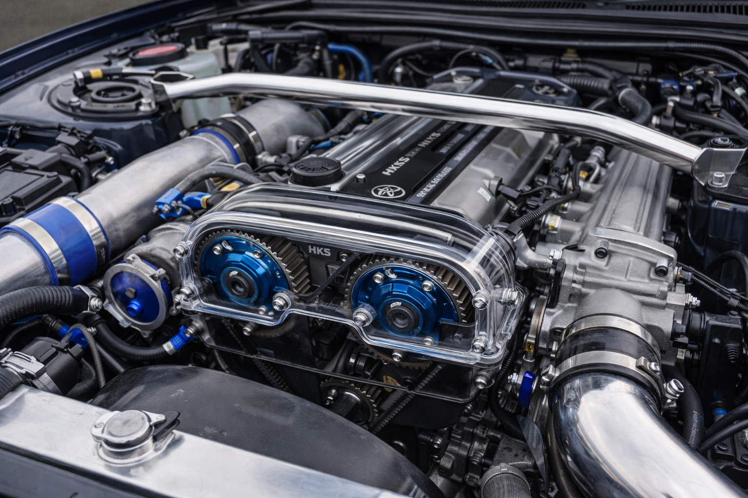 2jz clear cam cover installed