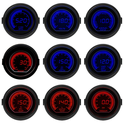 52mm Dual Display Digital Performance Gauge - side profile