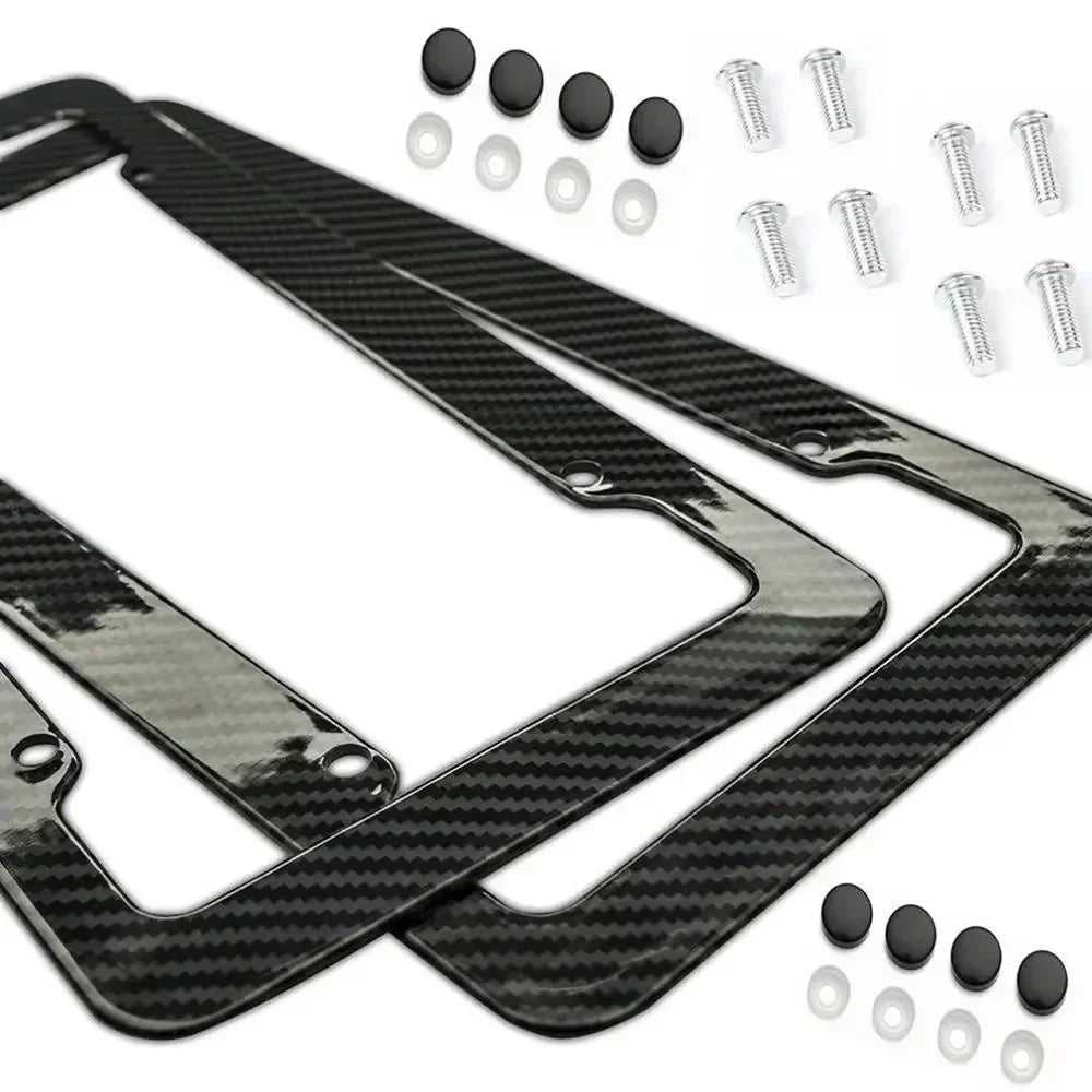 Carbon Fibre Licence Plate Frames with Screws & Caps