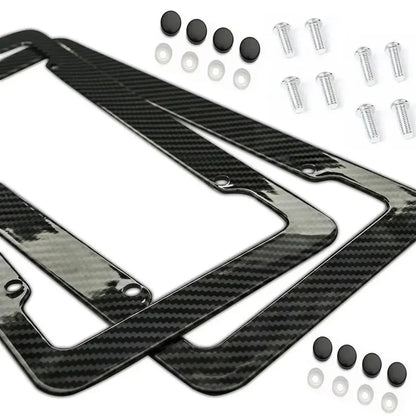 Carbon Fibre Licence Plate Frames with Screws & Caps