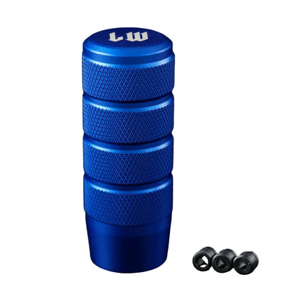 Blue shifter with textured surface and 'lw' branding 