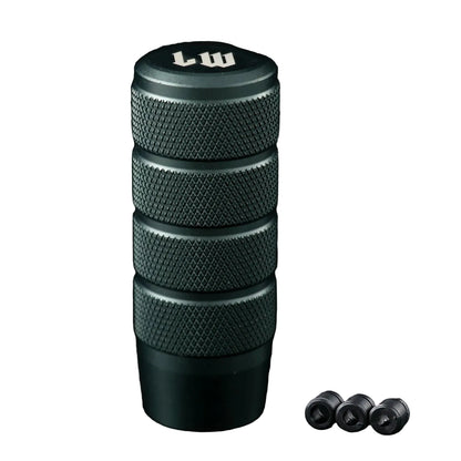 Textured knob with 'LW' branding