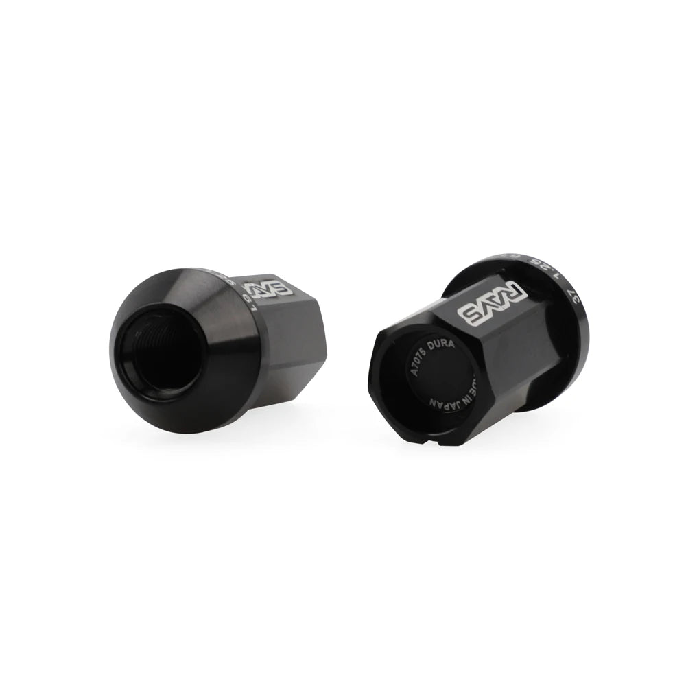 RAYS Aluminium Open Ended Wheel Nuts Black