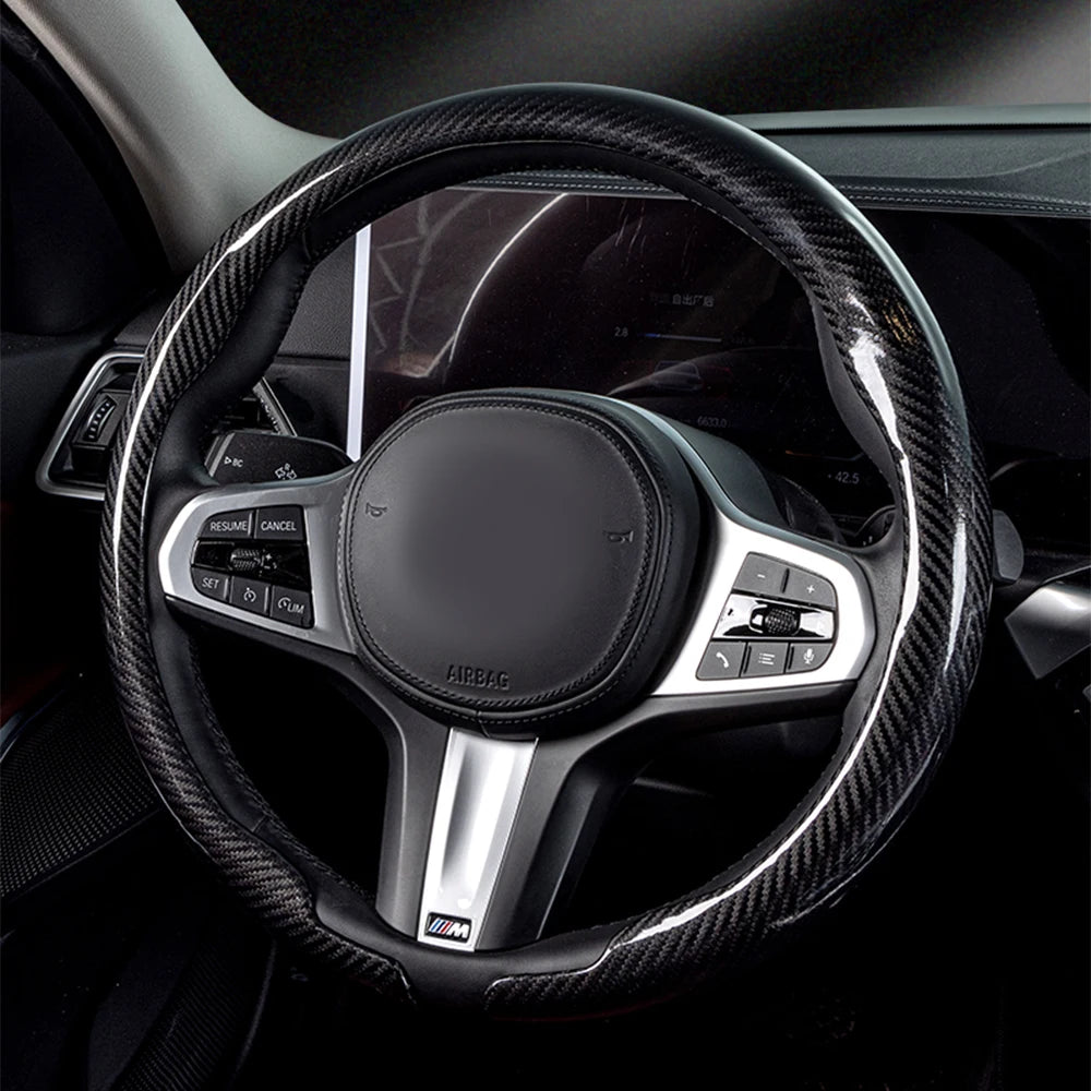 Universal Fit Laser Carbon Fibre Steering Wheel Cover