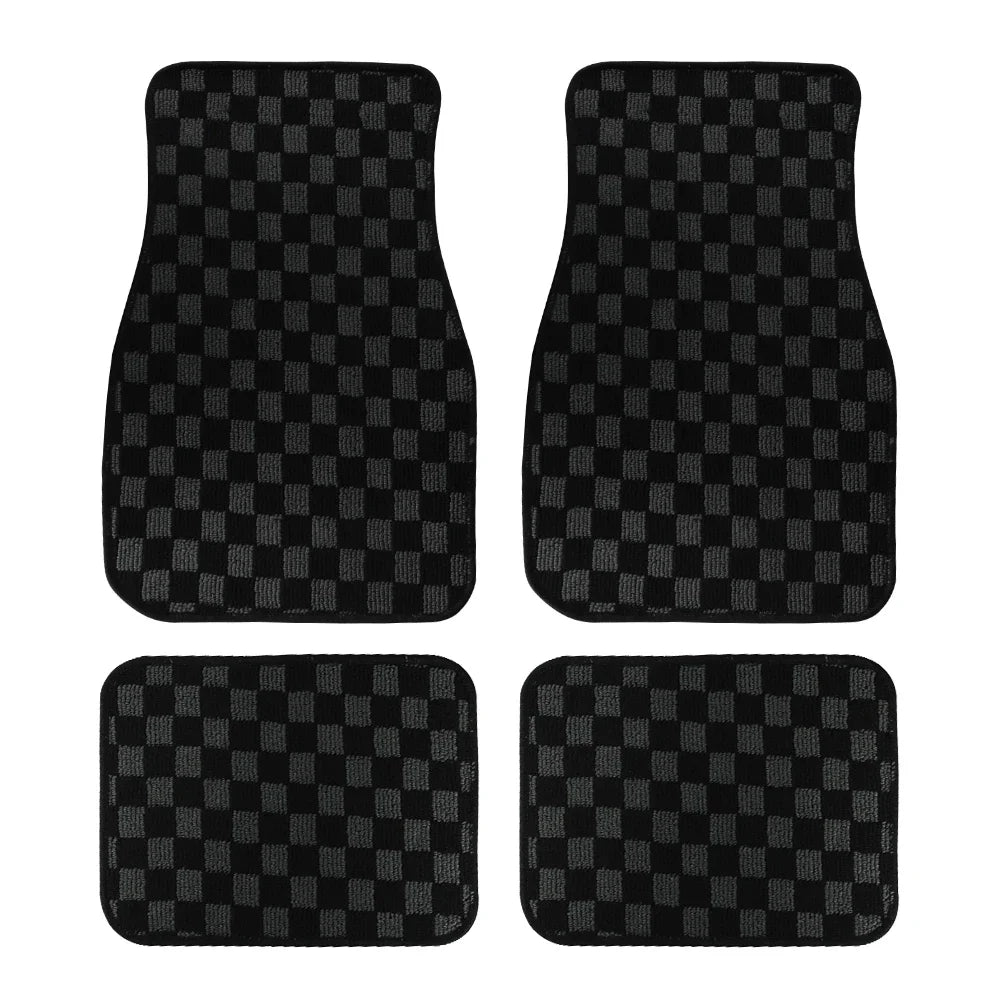 Plush Checkered Floor Mats Set