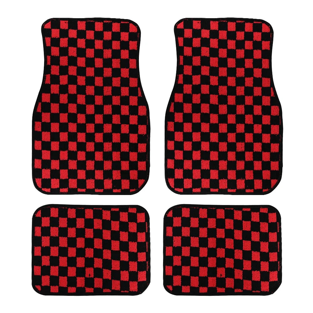 Plush Checkered Floor Mats Set
