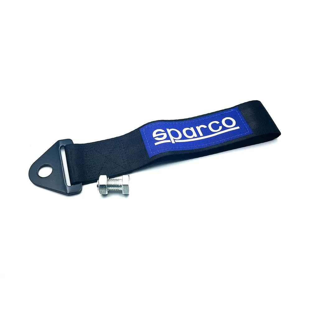 Black strap with blue label featuring 'Sparco' logo on a white background
