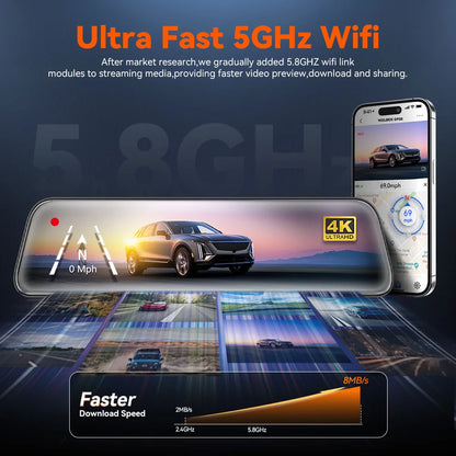 WOLFBOX G930 Rear View Mirror Camera and Dash Cam 4K