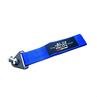Blue strap with a brand label on a white background