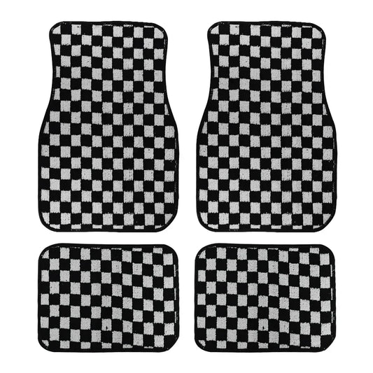 Plush Checkered Floor Mats Set