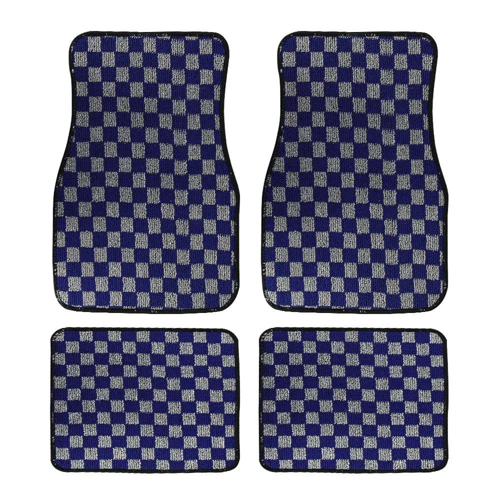 Plush Checkered Floor Mats Set
