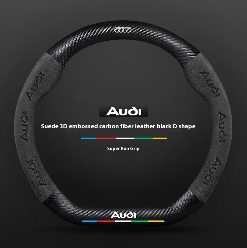 Audi Carbon Fibre Leather Steering Wheel Cover