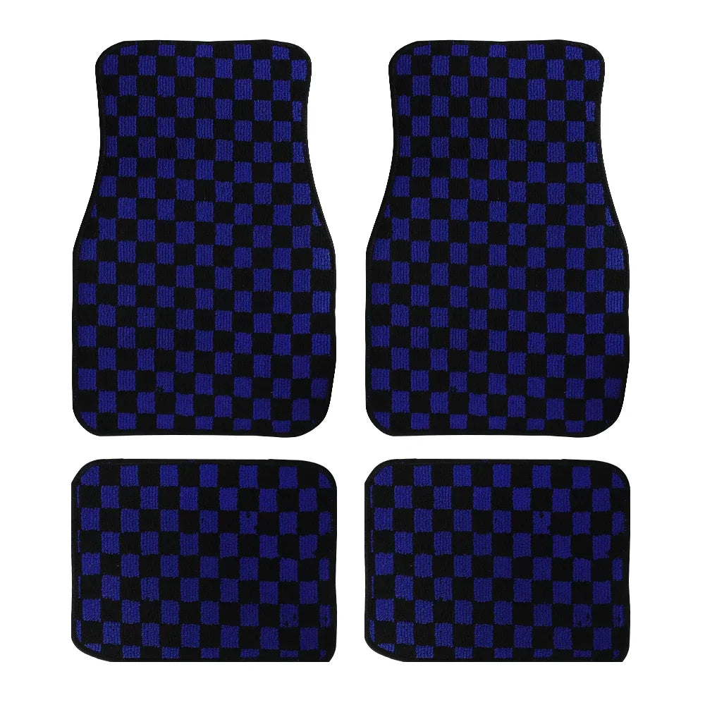 Plush Checkered Floor Mats Set