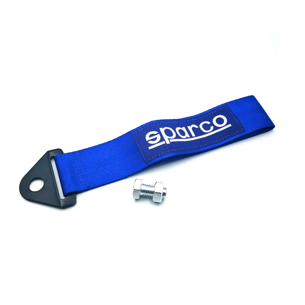 Blue strap with a black clip and bolt on a white background, featuring the Sparco logo.