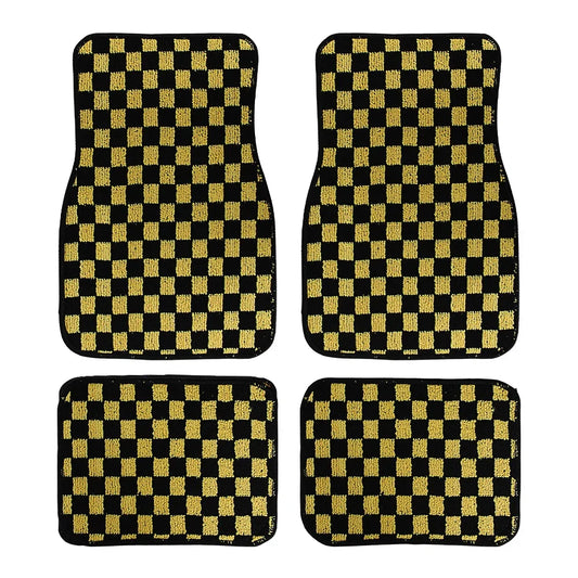 Plush Checkered Floor Mats Set