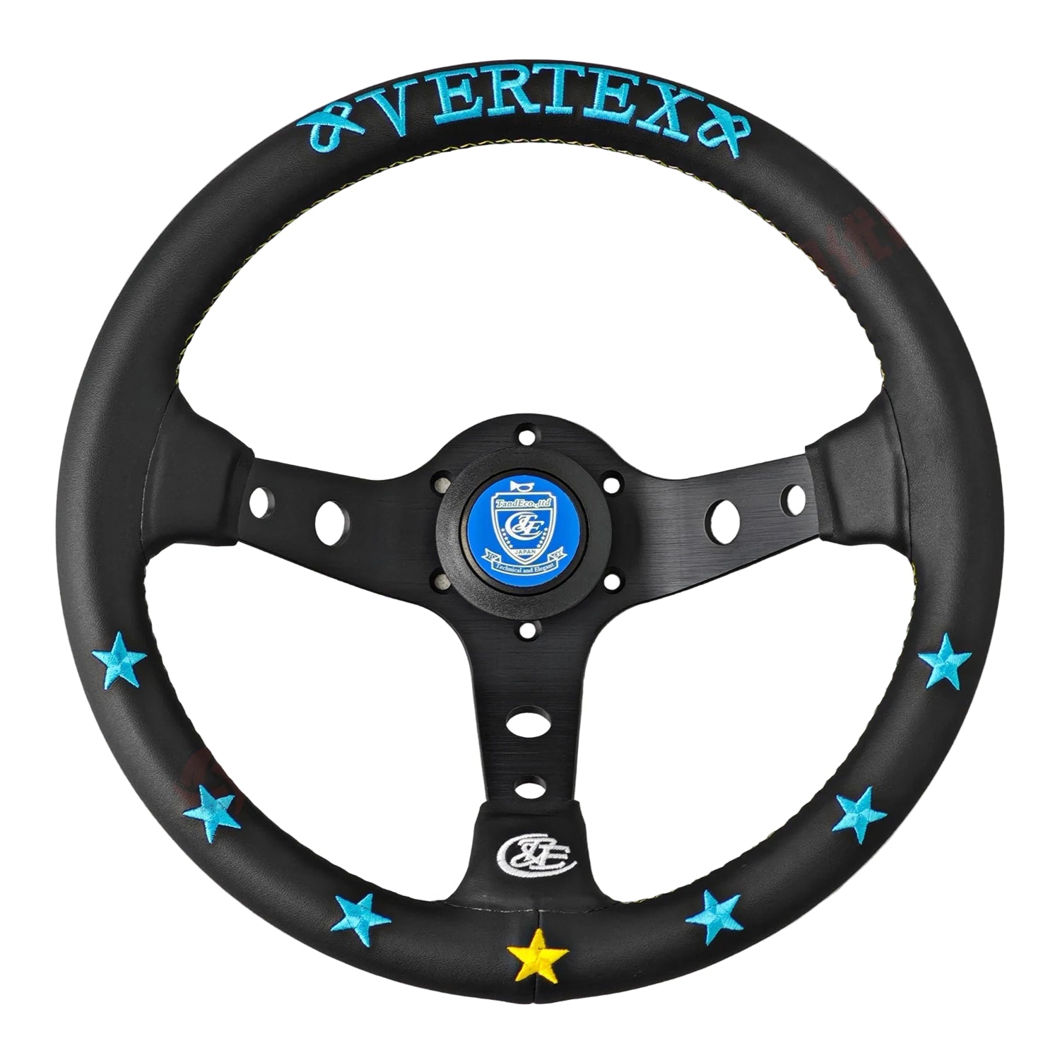 Vertex Stars Leather Custom Steering Wheel Blue Stars
