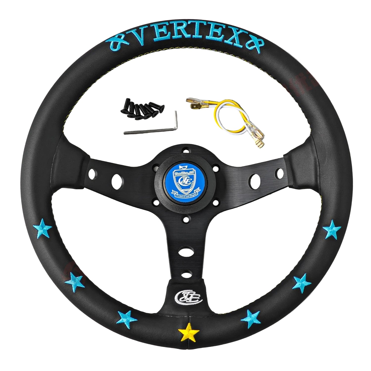 Vertex Stars Leather Custom Steering Wheel blue