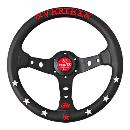 Vertex Stars Leather Custom Steering Wheel Red