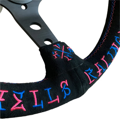 Vertex Suede Leather Steering Wheel 330mm close up of design