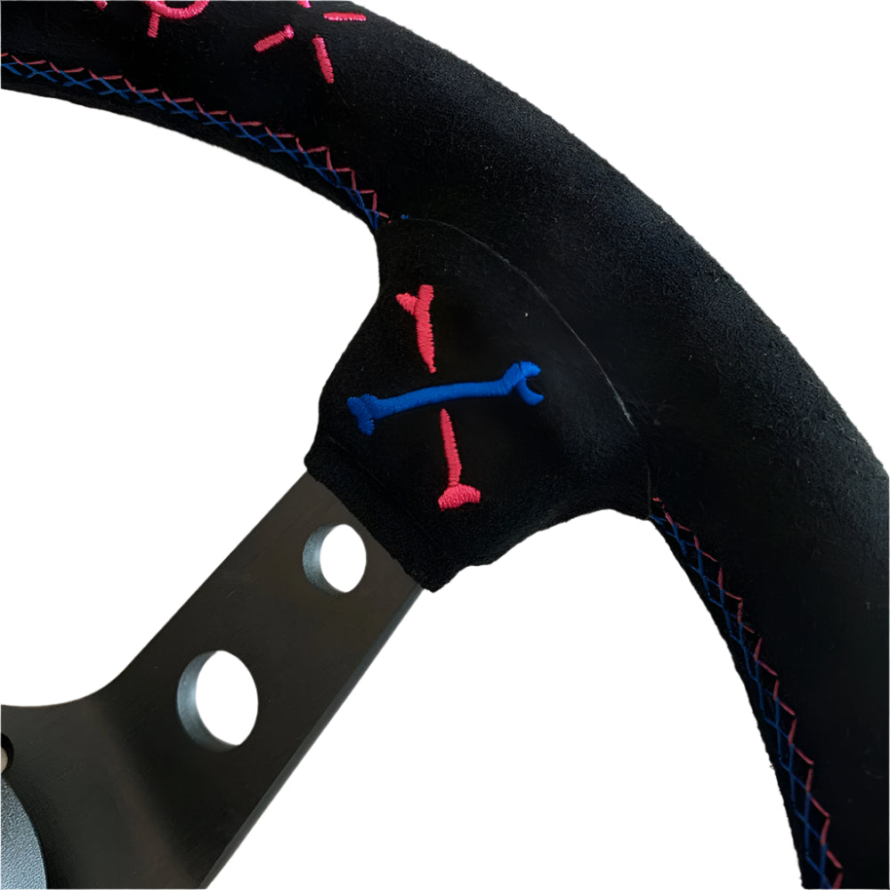 Vertex Suede Leather Steering Wheel 330mm close up of design