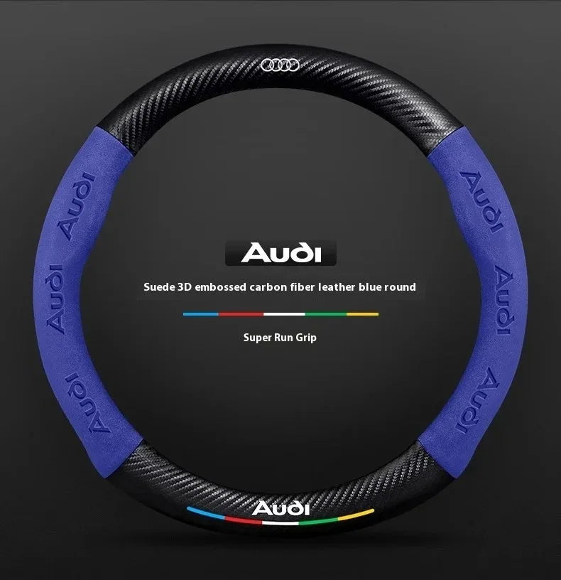 Audi Carbon Fibre Leather Steering Wheel Cover - alternate angle