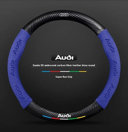 Audi Carbon Fibre Leather Steering Wheel Cover - alternate angle