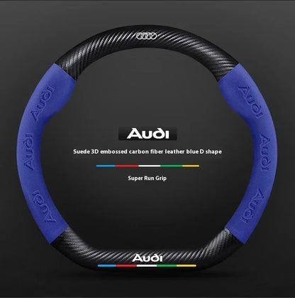 Audi Carbon Fibre Leather Steering Wheel Cover - close-up detail