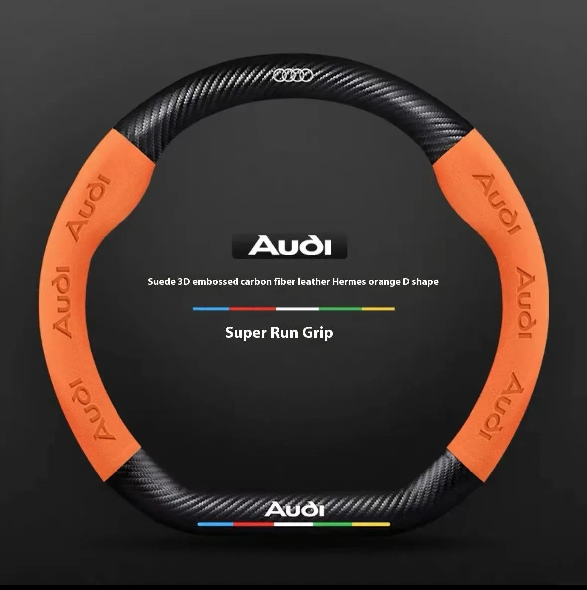 Audi Carbon Fibre Leather Steering Wheel Cover - fitment detail