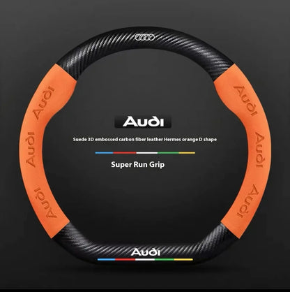 Audi Carbon Fibre Leather Steering Wheel Cover - fitment detail
