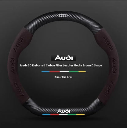 Audi Carbon Fibre Leather Steering Wheel Cover - installed on vehicle