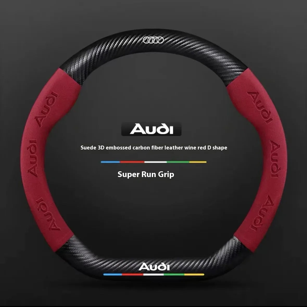 Audi Carbon Fibre Leather Steering Wheel Cover - side profile