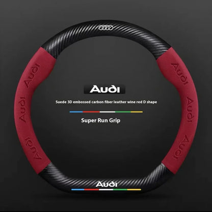 Audi Carbon Fibre Leather Steering Wheel Cover - side profile