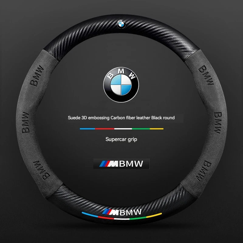 BMW Carbon Fibre Leather Steering Wheel Cover - alternate angle