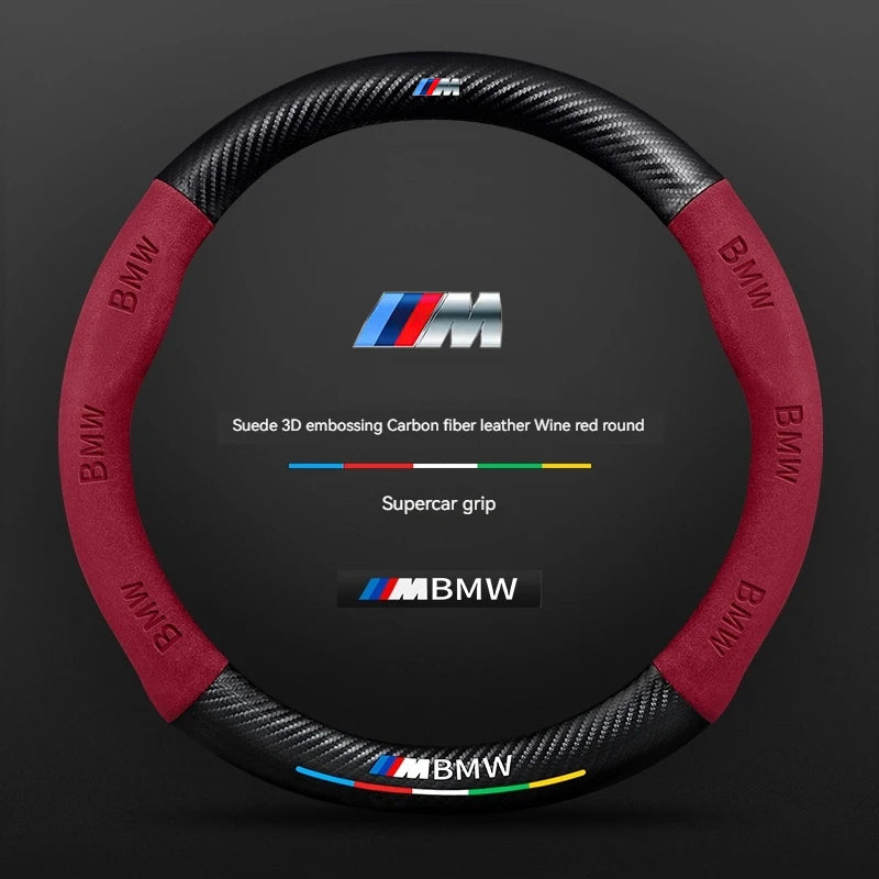 BMW Carbon Fibre Leather Steering Wheel Cover - fitment detail
