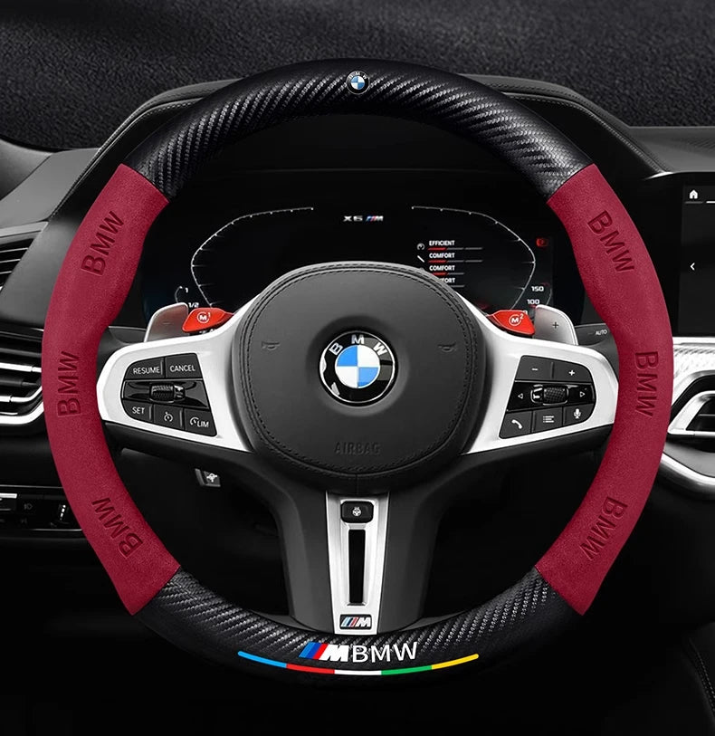 BMW Carbon Fibre Leather Steering Wheel Cover - side profile