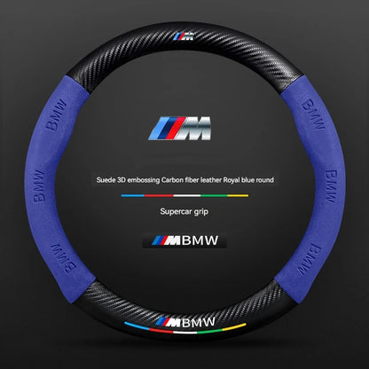 BMW Carbon Fibre Leather Steering Wheel Cover - top view