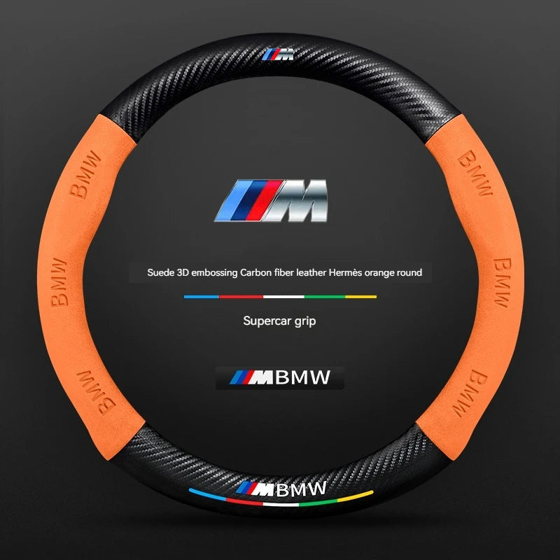 BMW Carbon Fibre Leather Steering Wheel Cover - underside detail