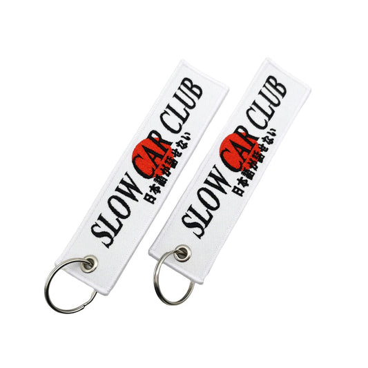 Japanese Embroidered Style Keychain - installed on vehicle