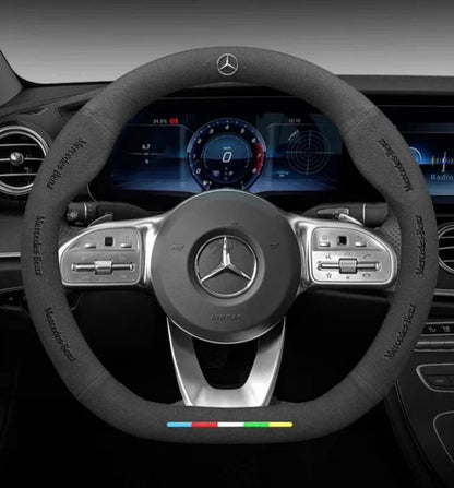 Mercedes Benz Suede Leather Steering Wheel Cover - front view
