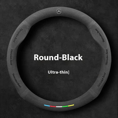 Mercedes Benz Suede Leather Steering Wheel Cover - in-use view