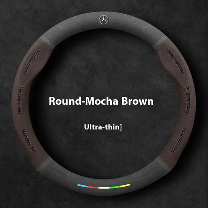 Mercedes Benz Suede Leather Steering Wheel Cover - installed on vehicle