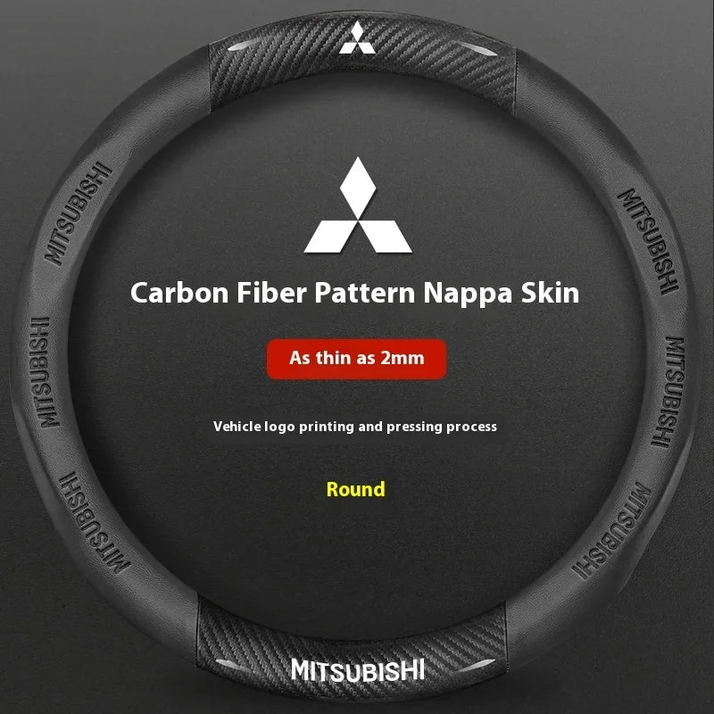 Mitsubishi Carbon Fibre Leather Steering Wheel Cover - alternate angle