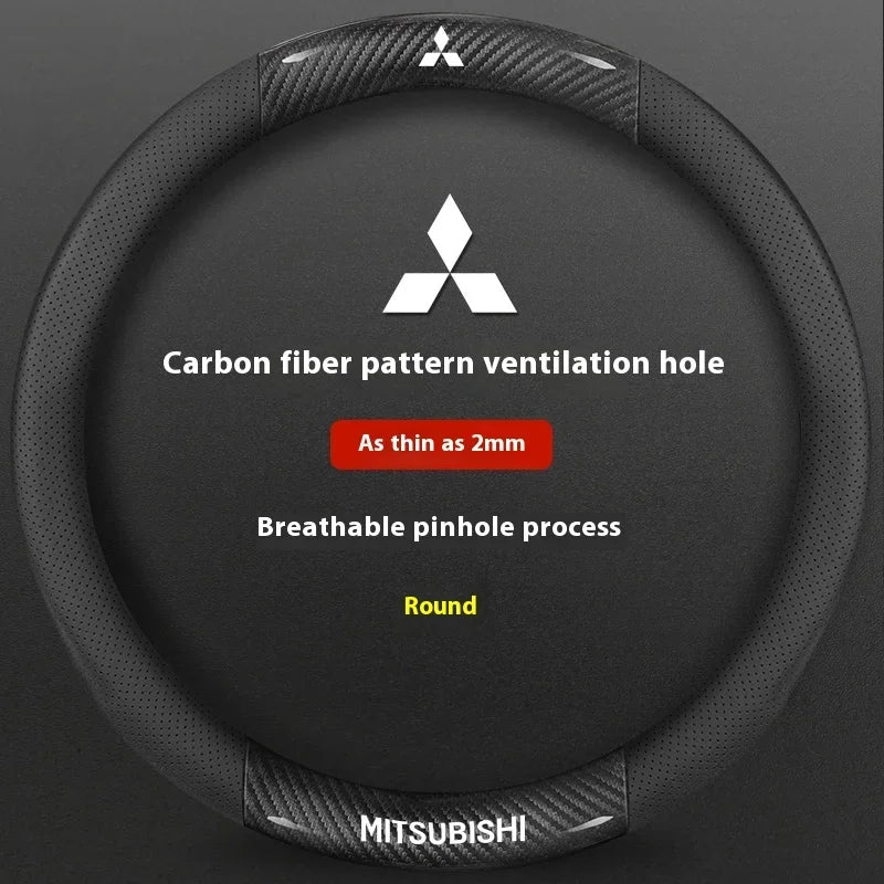 Mitsubishi Carbon Fibre Leather Steering Wheel Cover - colour and finish options