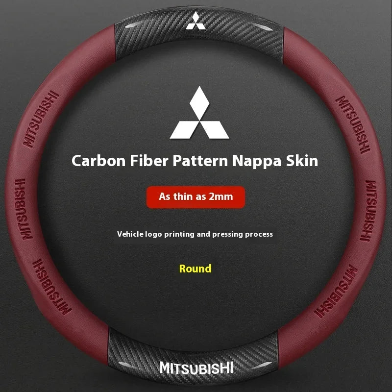 Mitsubishi Carbon Fibre Leather Steering Wheel Cover - fitment detail