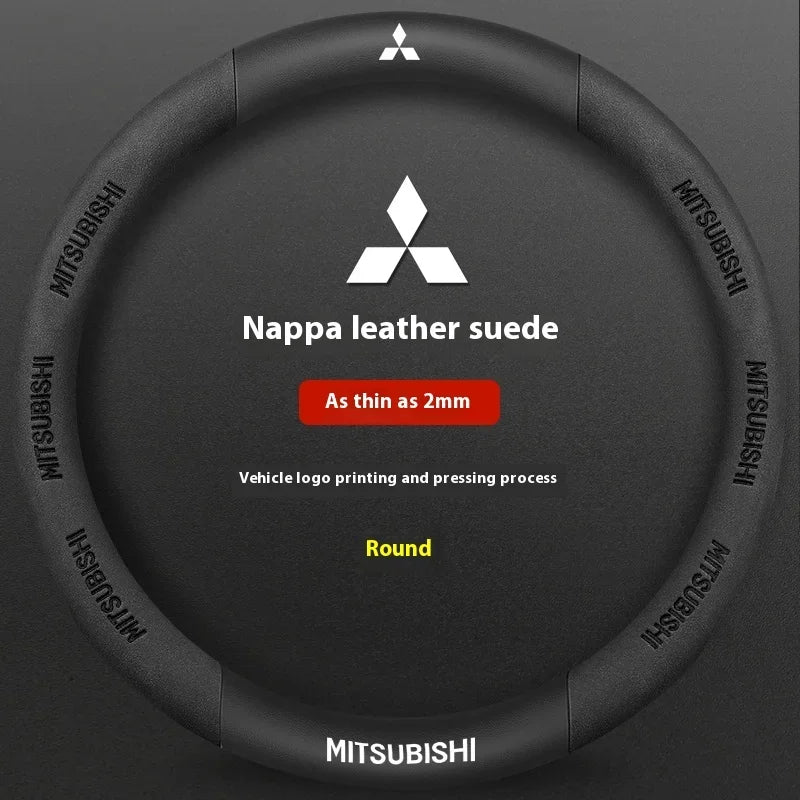 Mitsubishi Carbon Fibre Leather Steering Wheel Cover - installed on vehicle
