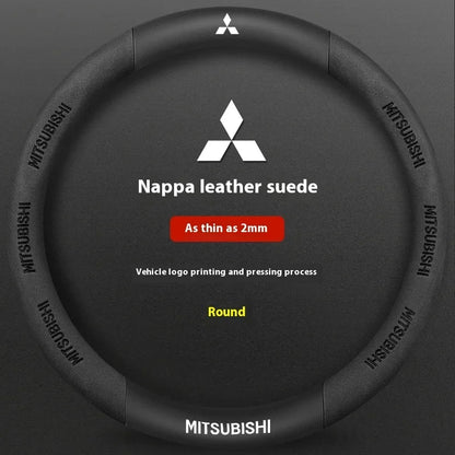 Mitsubishi Carbon Fibre Leather Steering Wheel Cover - installed on vehicle