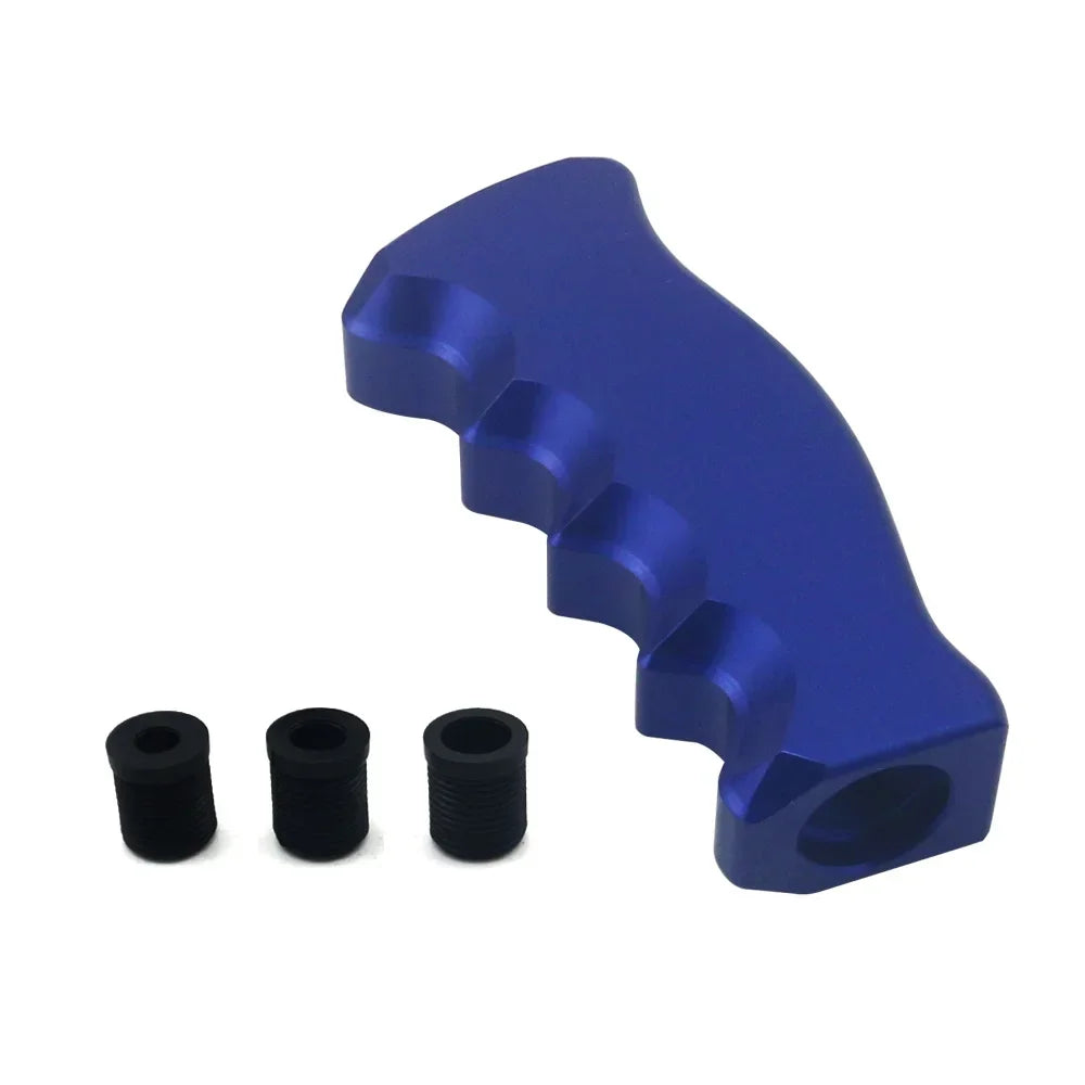 Pistol grip shift knob colour options: black, silver, red, blue and purple